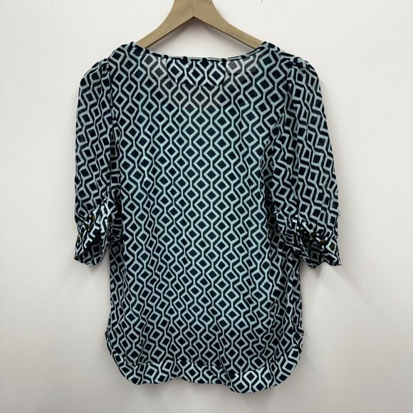 41 Hawthorn Stitch Fix Geo Print Blouse, Semi sheer, 3/4" sleeves Size Small - Picture 6 of 6